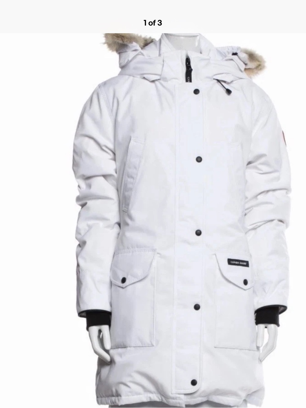 Canada Goose White Women's Insulated Parka with Fur-Trim Hood